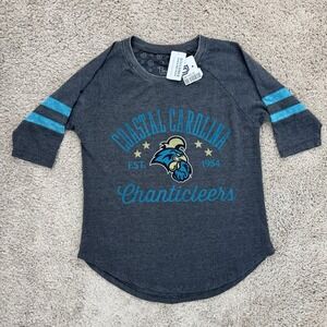 Coastal Carolina Chanticleers Raglan Tee Pressbox Womens S Gray 3/4 Sleeve Top